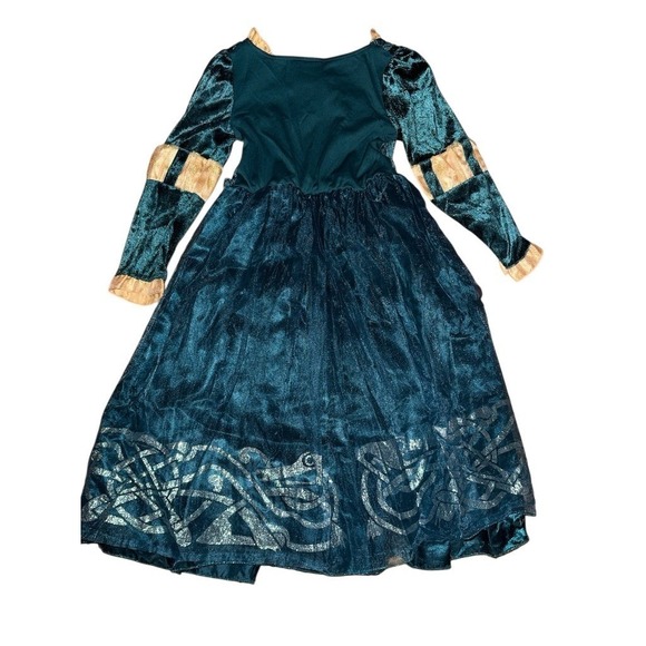 Disney Store Merida Brave Costume Dress Girls XS 4 Blue Long Sleeve Halloween - Picture 4 of 4